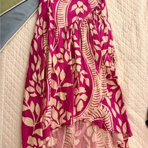 Farm Rio lookalike pink and white high-low skirt
